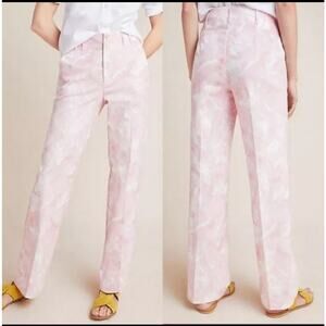 Anthro Pink & White Tie Dye Jamie Trousers Flat Front Size 4 (28x32)